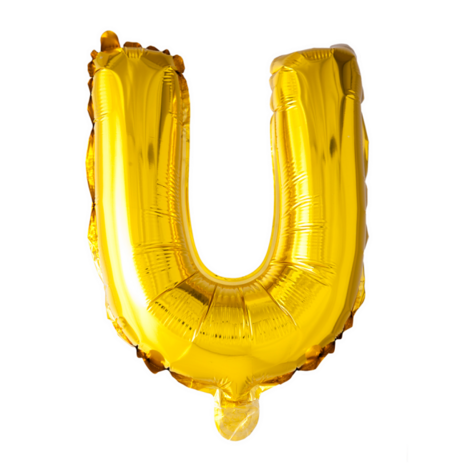 Folieballon Letter U, goud, 41 cm / 16 inch