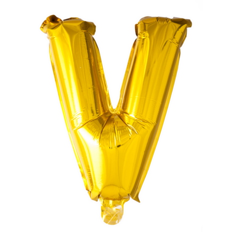 Folieballon Letter V, goud, 41 cm / 16 inch
