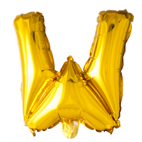 Folieballon Letter W, goud, 41 cm / 16 inch