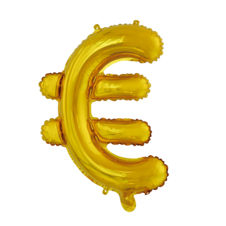 Folieballon Euroteken &euro;, goud, 41 cm / 16 inch