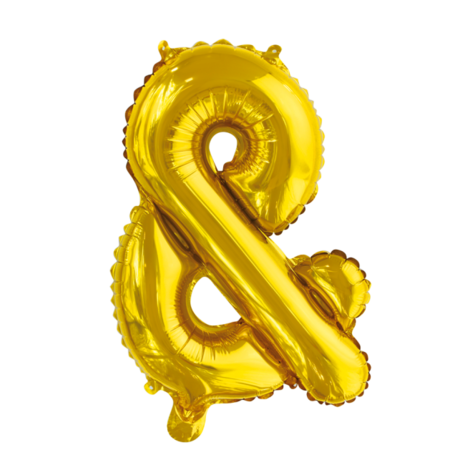 Folieballon en-teken &amp;, goud, 41 cm / 16 inch