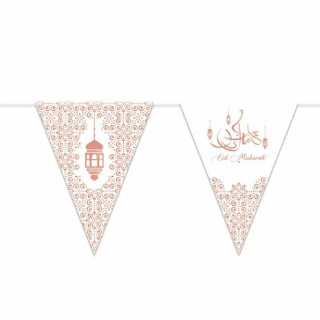 Eid Mubarak vlaggenlijn wit-rose gold, 6 meter