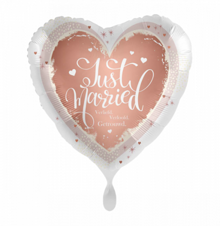 Just Married folieballon rose gold, 43cm