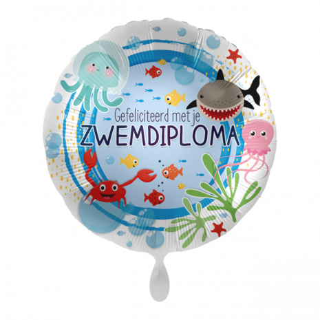 Zwemdiploma folieballon, 43 cm