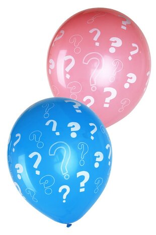 Gender Reveal ballonnen roze/blauw, 8 st.