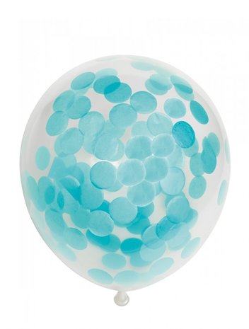 Confetti baby blauw ballonnen, 30cm