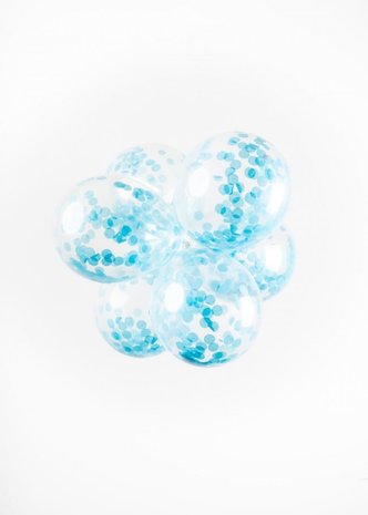 Confetti baby blauw ballonnen, 30cm