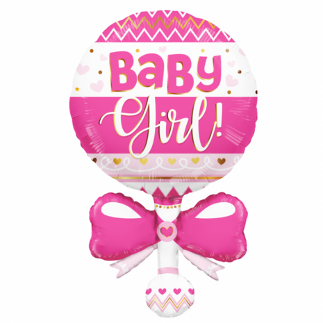 Folie ballon Baby Girl rammelaar, 91cm