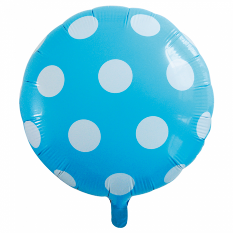 Polka dots lichtblauw folieballon, 46cm