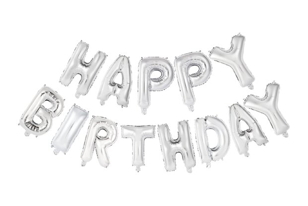 Happy Birthday zilver folieballon letters set