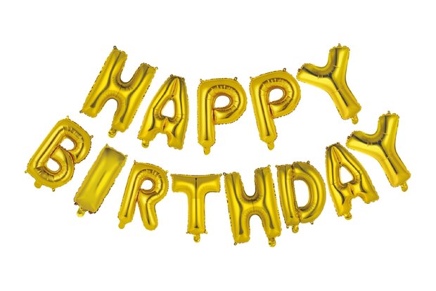 Happy Birthday goud folieballon letters set