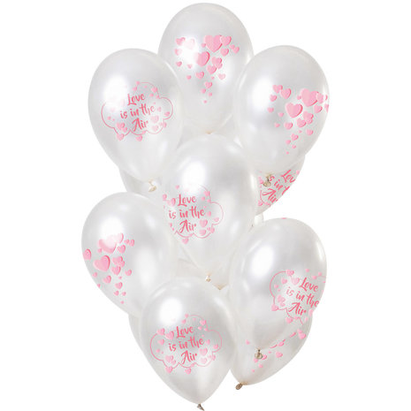 Liefde metallic ballonnen Love is in the Air, 12 stuks