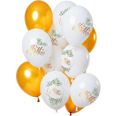 Mr &amp; Mrs ballonnen set, 12 stuks