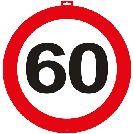 Verkeersbord 60 jaar, plastic, 47 cm