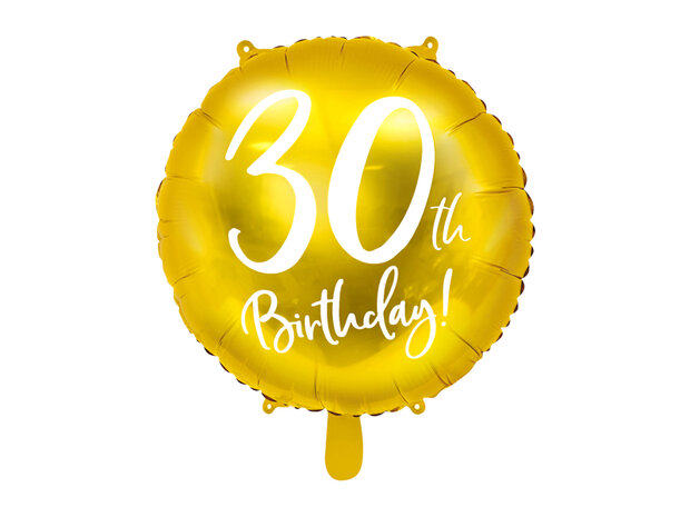 30 jaar folieballon Goud, 45cm
