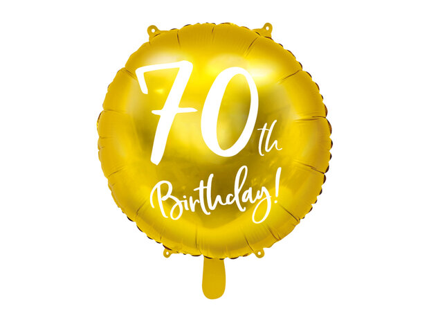 70 jaar folieballon Goud, 45cm