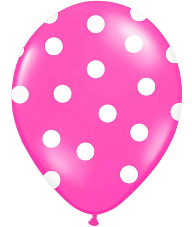polka dots ballonnen fuchsia pink, 30 cm