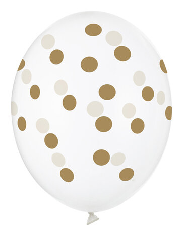 transparante polka dot ballonnen met gouden stippen