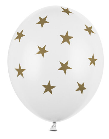 Wit met gouden sterren ballonnen 30cm