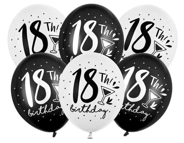 ballonnen 18th birthday, 6 stuks