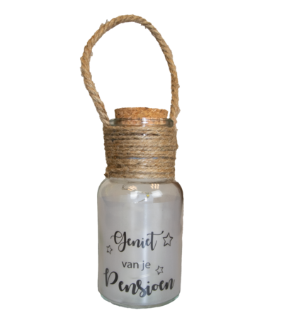 Pensioen decoratieglas met led lampje