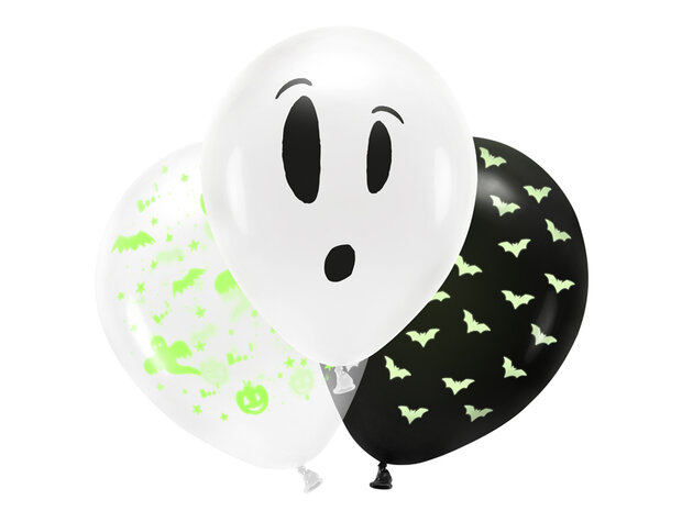 pastel Prestatie Archaïsch Glow in the Dark Halloween ballonnen, 3 stuks