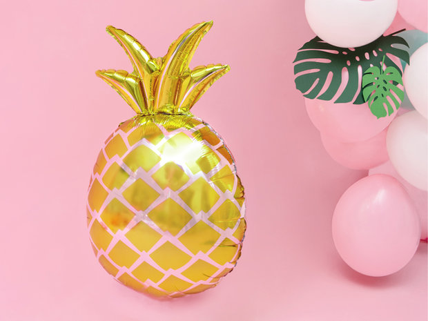 Pineapple goud folieballon, 63cm