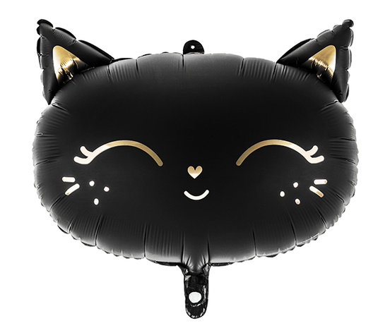 Zwarte kat folieballon - Black cat - 48x36cm