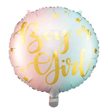 Boy or Girl gender reveal folieballon, 35 cm