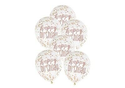 happy birthday rose gold glitz ballonnen, 6 st