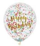 happy birthday ballonnen confetti multicolor, 6 st