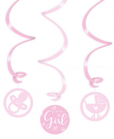 Its a Girl swirl hangdeco, 3 st.
