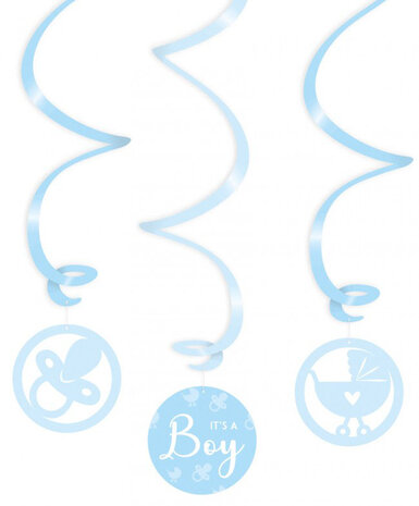 Its a Boy swirl hangdeco, 3 st.