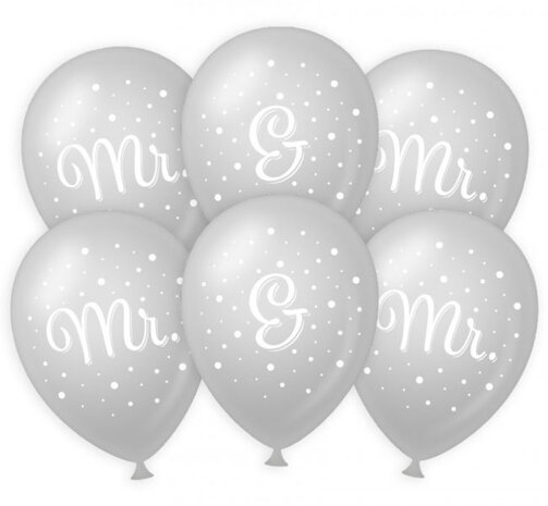 Mr &amp; Mr ballonnen, zilver, 6 st.