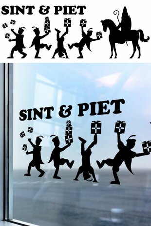 Sint en Piet raamsticker, 90x32cm