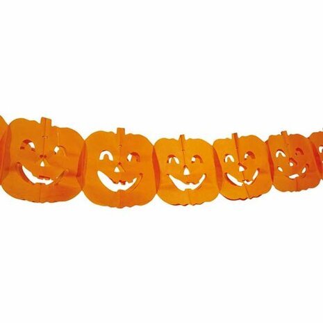 Pompoen Halloween papieren slinger, 4 m