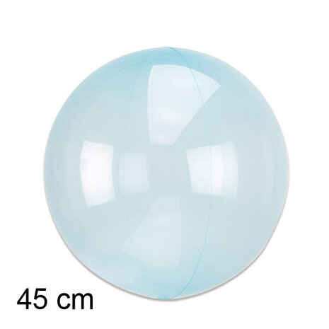 crystal clearz bubble blauwe ballon, 45 cm
