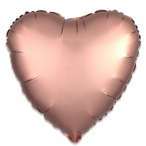 Rose Gold Satin hart folieballon, 43 cm