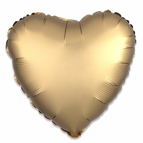 Goud Satin hart folieballon, 43 cm