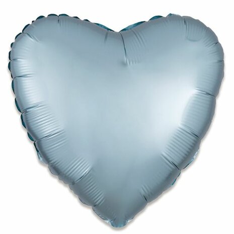 Lichtblauw Satin hart folieballon, 43 cm