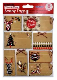 Kerst gifttags / stickers, 8 stuks