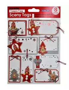 Kerst gifttags / stickers, 8 stuks