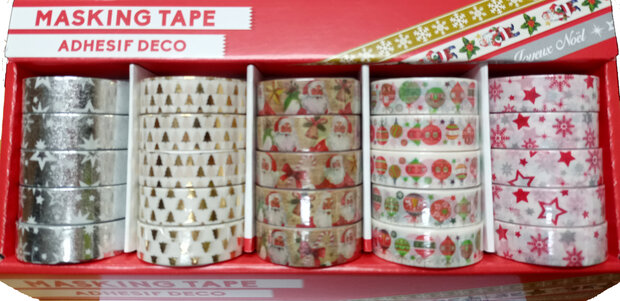 kerst washi tape, 5 motieven