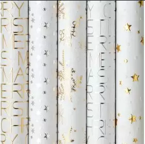 Kerst cadeaupapier Luxe, White Christmas, rol 150 x 70 cm