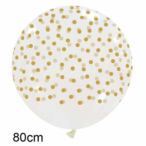 XL ballon transparant met goud stippen