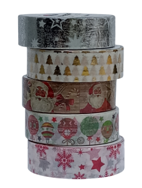 kerst washi tape, 5 motieven