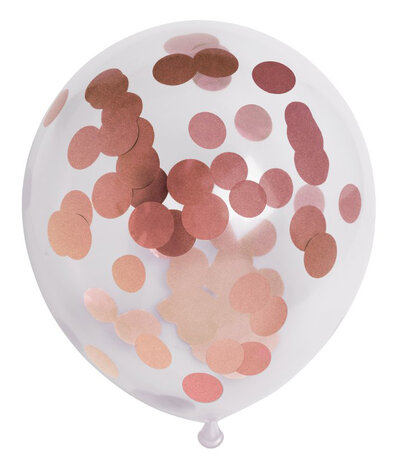 Rose gold confetti ballonnen met papieren confetti, 30 cm