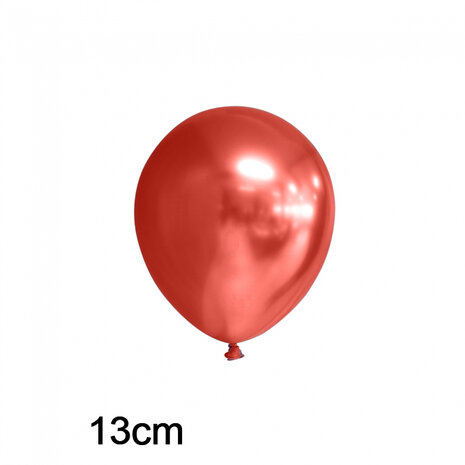 kleine chrome ballonnen Rood, 5 inch