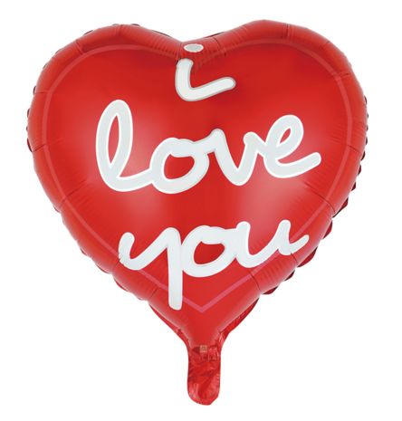I love you hart folieballon rood, 45cm