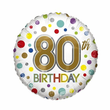 80th Birthday ECO folieballon, 46 cm